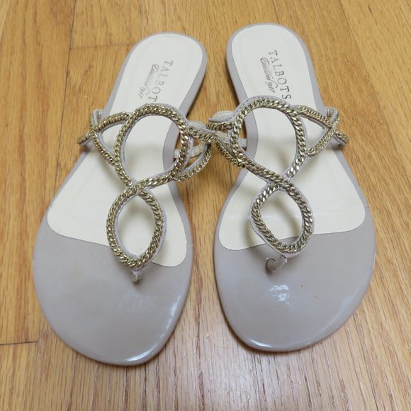 CLEARANCE - Talbots Gold chain thong flat sandals size 7 - Picture 7 of 7